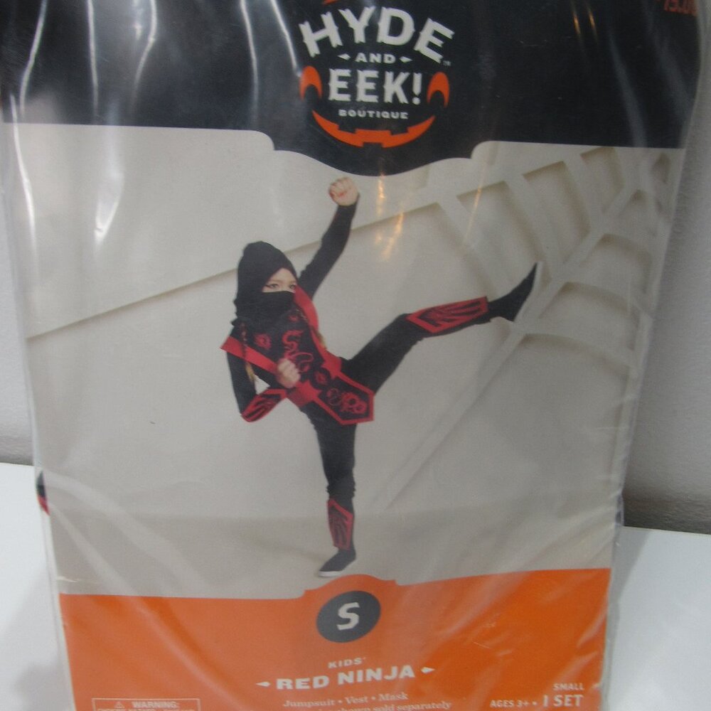 Black & Red Yin Yang Ninja Dragon Kids Halloween Costume Small 6-7